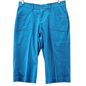 Lee Womens Cropped Capri Pants Size 4 Medium Solid Blue Sinfully Soft Stretch